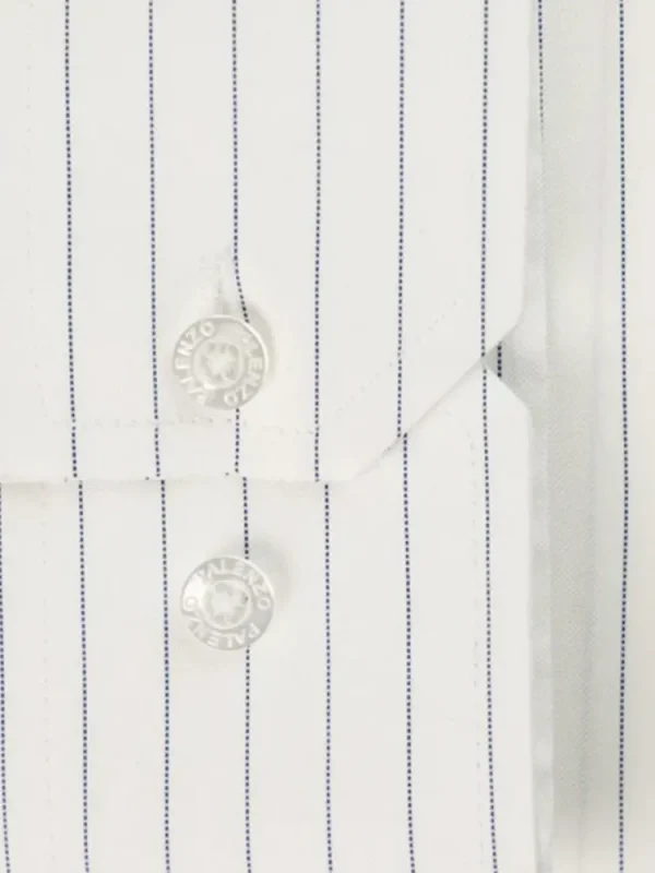 Palenzo Prêt-à-porter | Chemises | Chemise petit col français - Blanc et Bleu nuit rayures