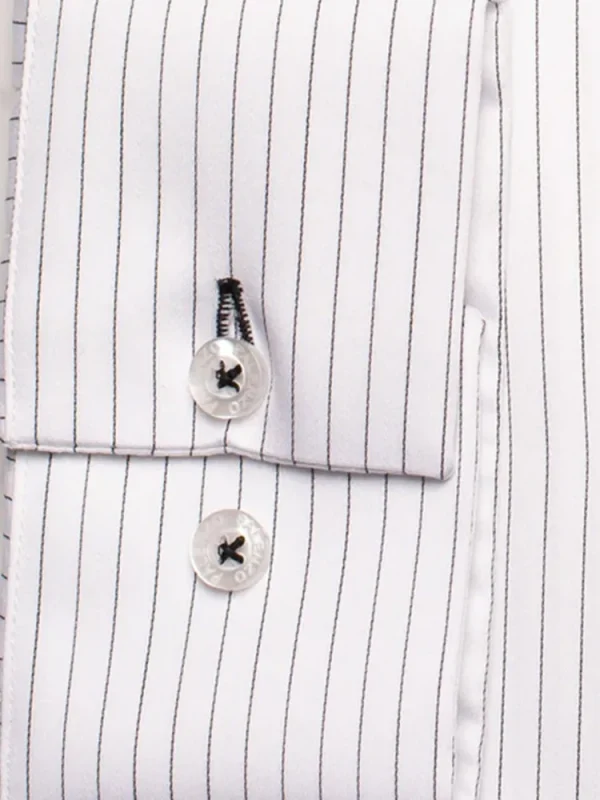 Palenzo Prêt-à-porter | Chemises | Chemise petit col français - Blanc et noir rayures