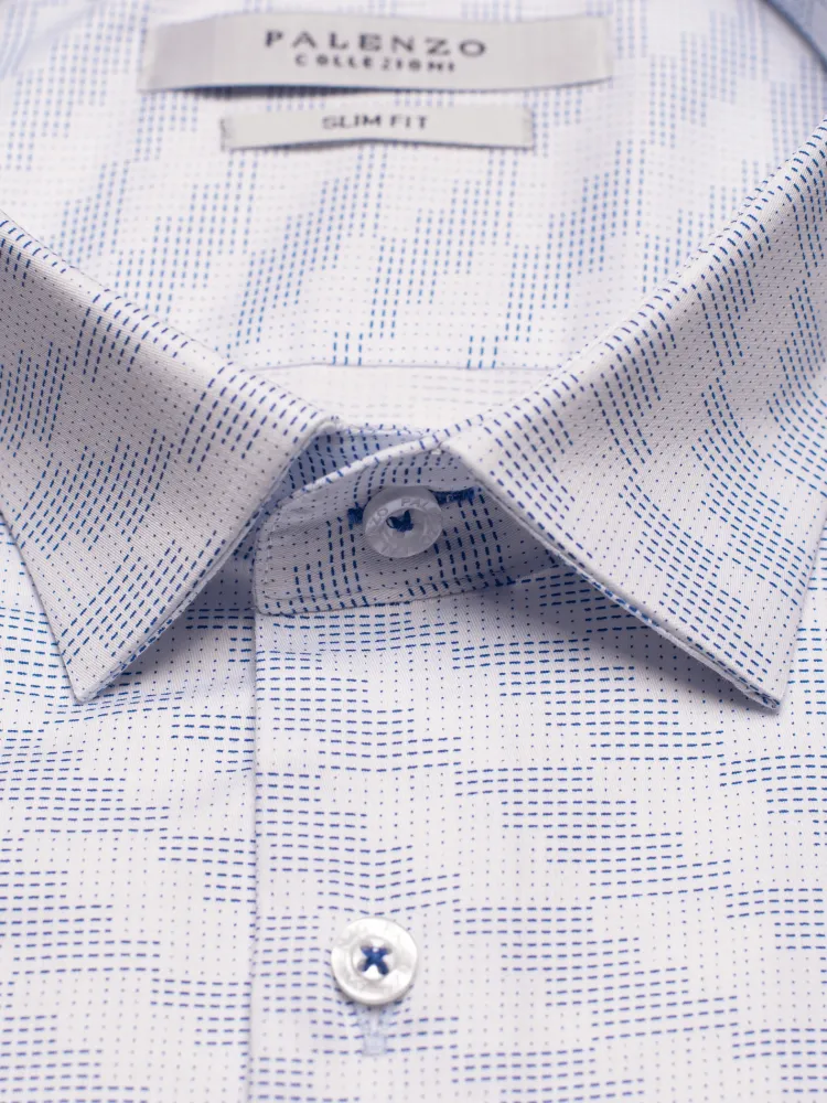 chemise_petit_col_franais_2-49.webp Palenzo Prêt-à-porter | Chemise petit col français - Blanc et bleu imprimé