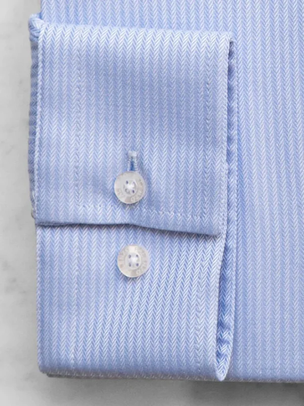 Palenzo Prêt-à-porter | Chemises | Chemise petit col français - Blanc et bleu ciel rayures