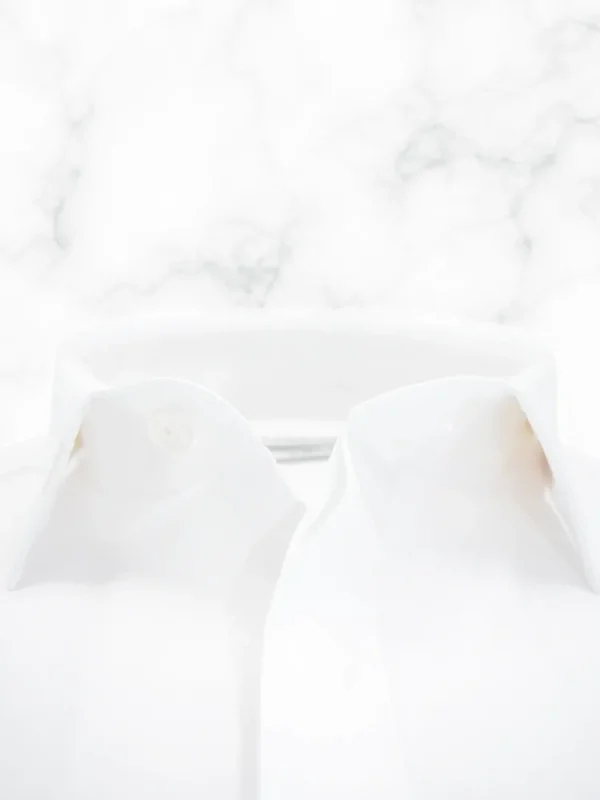 Palenzo Prêt-à-porter | Chemises Cérémonie | Chemise petit col français - Blanc bi-matière