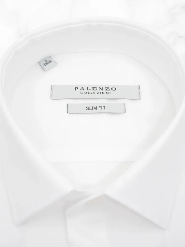 Palenzo Prêt-à-porter | Chemises Cérémonie | Chemise petit col français - Blanc bi-matière