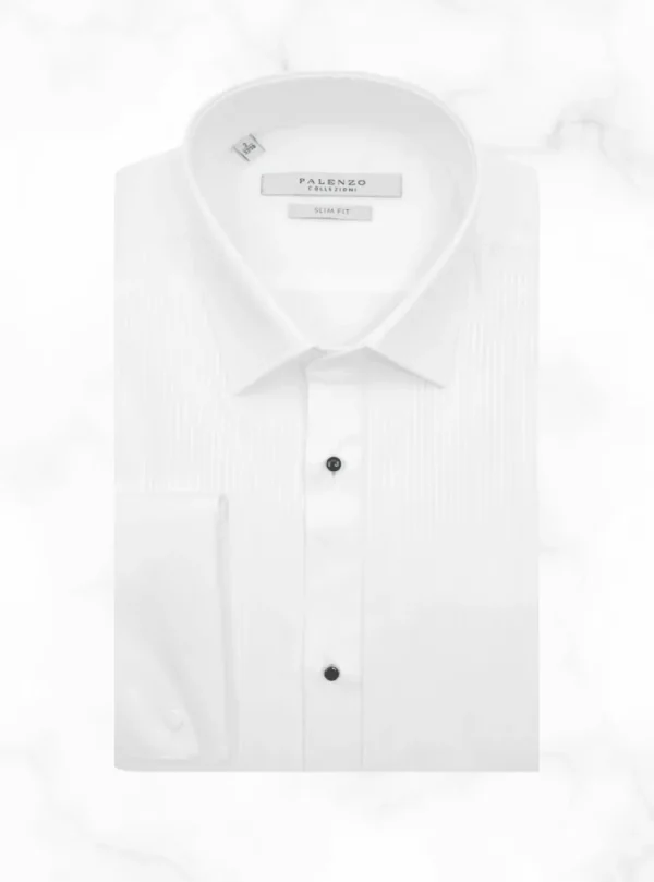 Palenzo Prêt-à-porter | Chemises Cérémonie | Chemise plastron petit col français - Blanc