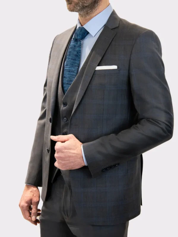 Palenzo Prêt-à-porter | Costume slim fit - Gris et bleu