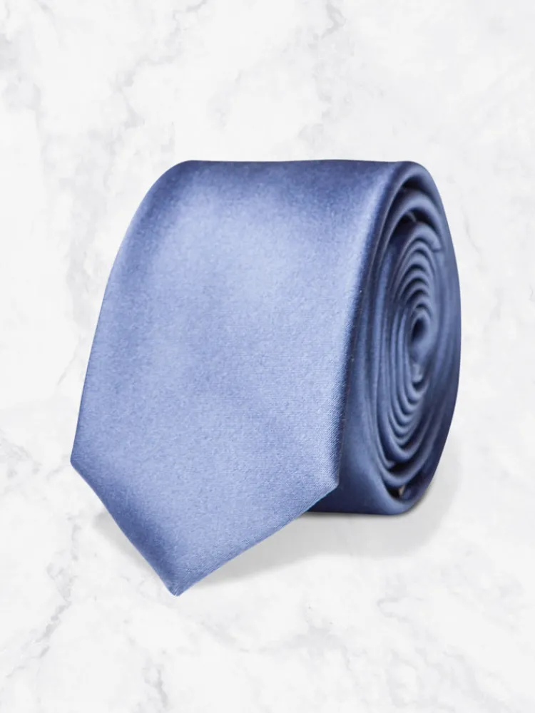 cravate__bleu_satin_0.webp Palenzo Accessoires Et Chaussures | Cravates Et Nœuds Papillon | Cravate - Bleu satin