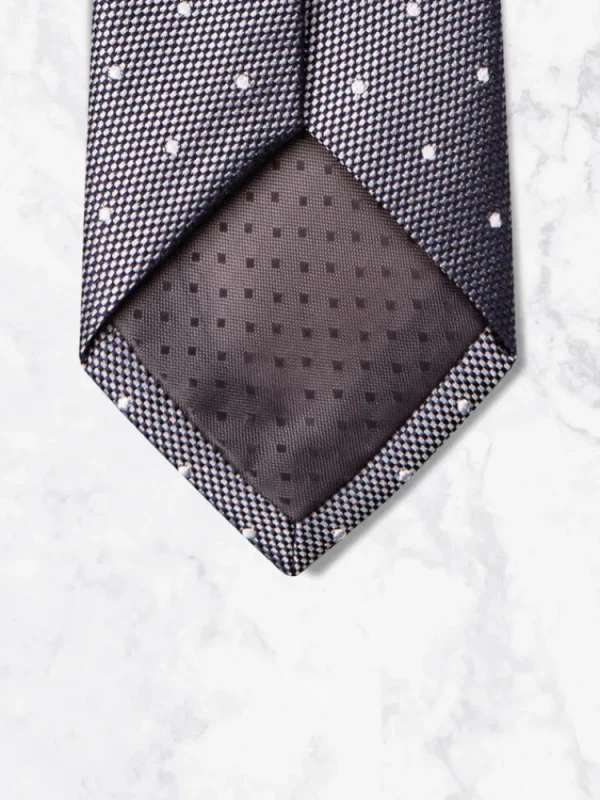 Palenzo Cravates Et Nœuds Papillon | Cravate - Gris quadrillée à pois blancs