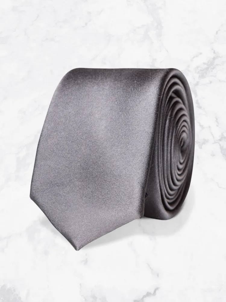cravate__grise_satin_0.webp Palenzo Accessoires Et Chaussures | Souliers & Accessoires | Cravate - Grise satin