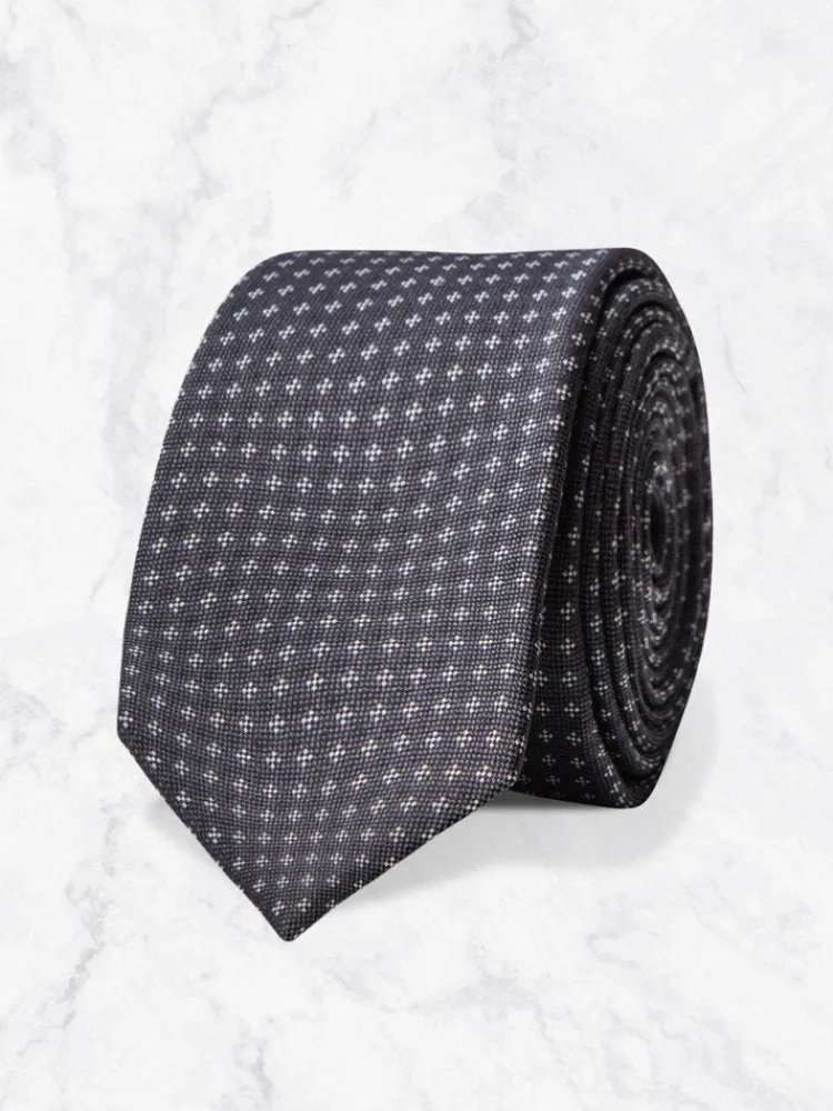 cravate__motifs__gris_ant_0.webp Palenzo Accessoires Et Chaussures | Cravates Et Nœuds Papillon | Cravate à motifs - Gris anthracite