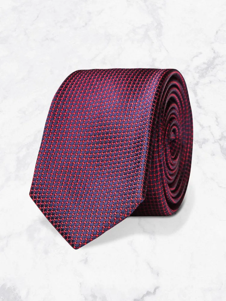cravate__prune_quadrille_0-1.webp Palenzo Accessoires Et Chaussures | Cravates Et Nœuds Papillon | Cravate - Prune quadrillée