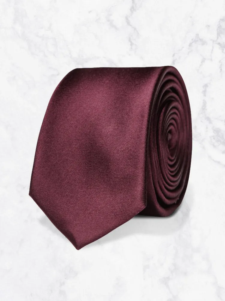 cravate__prune_satin_0.webp Palenzo Accessoires Et Chaussures | Cravates Et Nœuds Papillon | Cravate - Prune satin
