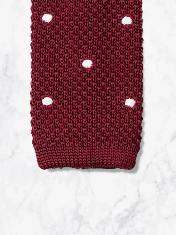 Palenzo Accessoires Et Chaussures | Cravates Et Nœuds Papillon | Cravate tricotée - Bordeaux à pois blancs