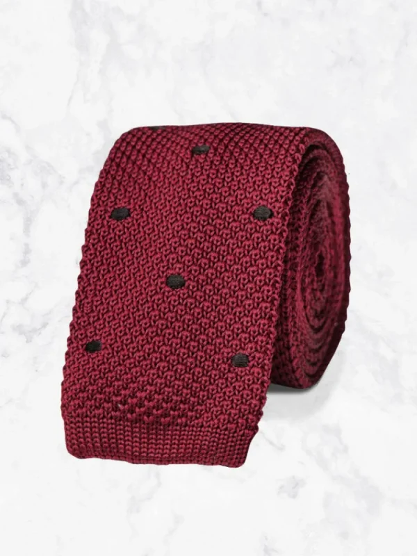 Palenzo Accessoires Et Chaussures | Cravates Et Nœuds Papillon | Cravate tricotée - Framboise à pois noirs