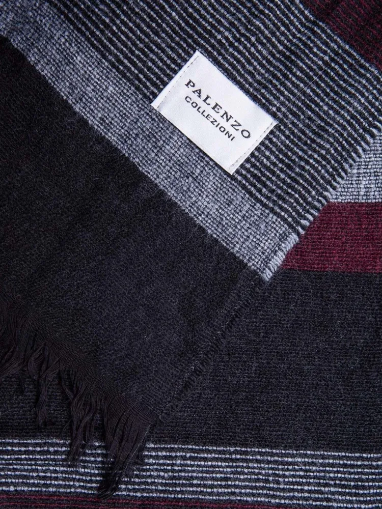 echarpe__gris_et_bordeaux_1.webp Palenzo Accessoires Et Chaussures | Echarpe - Gris et bordeaux