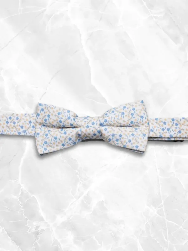 Palenzo Accessoires Et Chaussures | Cravates Et Nœuds Papillon | Nœud papillon - Blanc, beige et bleu